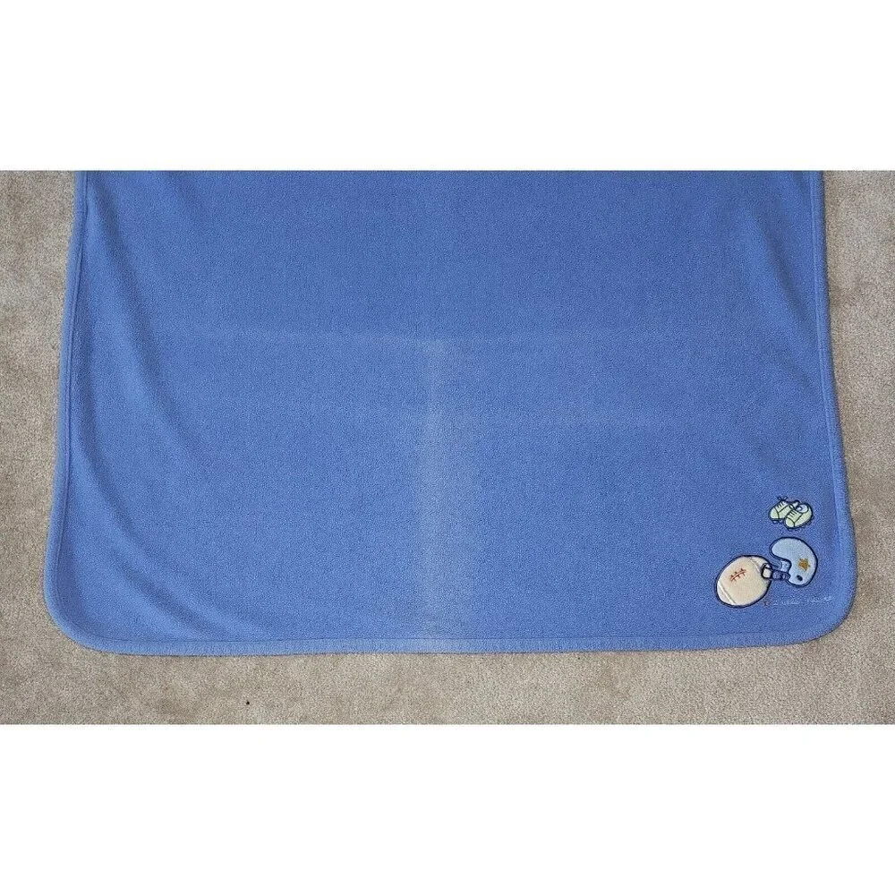 Carter's Just One Year Blue Fleece Baby Blanket Little Athlete Football READ